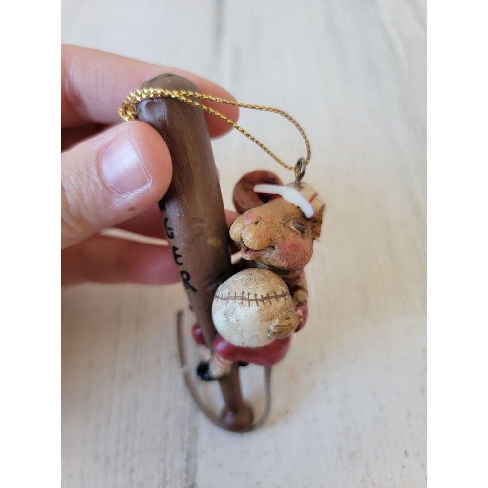 Kurt Adler Mouse AS IS baseball bat ornament xmas decor
